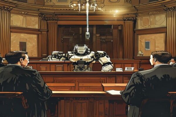 Elon Musk lawsuit against OpenAI in a courtroom