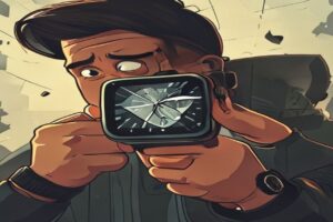 A person looking confused at their Pixel Watch with a broken feature