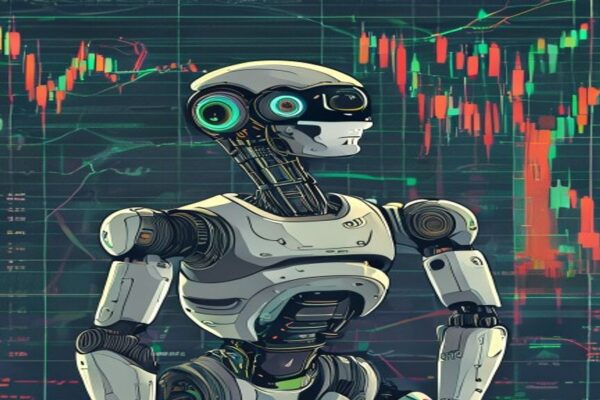 Anthropic IPO filing illustration with a robot and a stock market chart