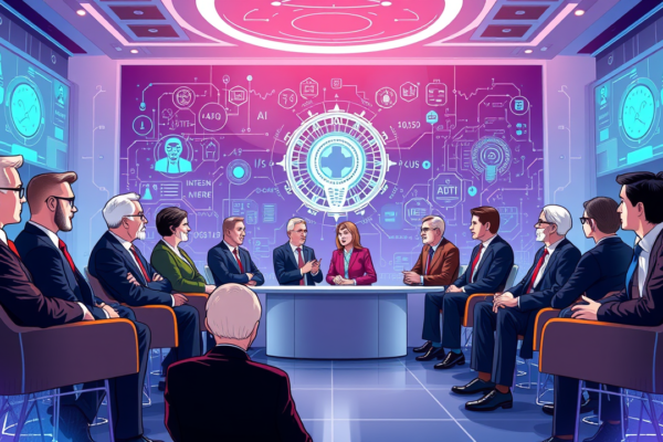 AI Summit meeting with robots and artificial intelligence