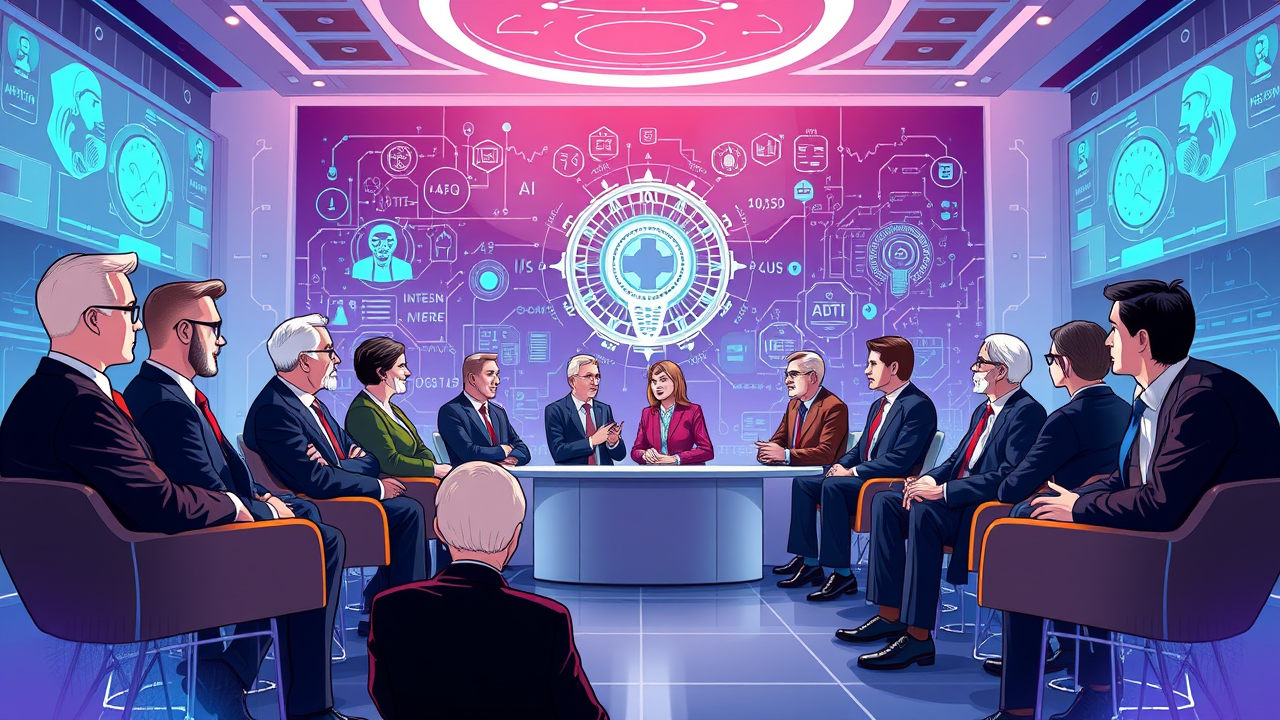 AI Summit meeting with robots and artificial intelligence