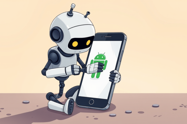 Android Update: Robot fixing a smartphone
