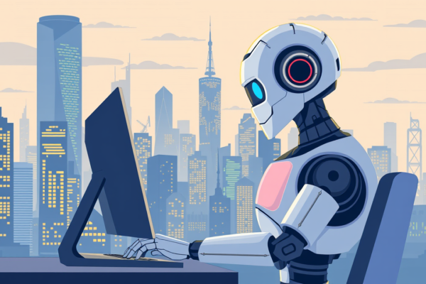 OpenAI tokens being used by a robot, representing the future of artificial intelligence